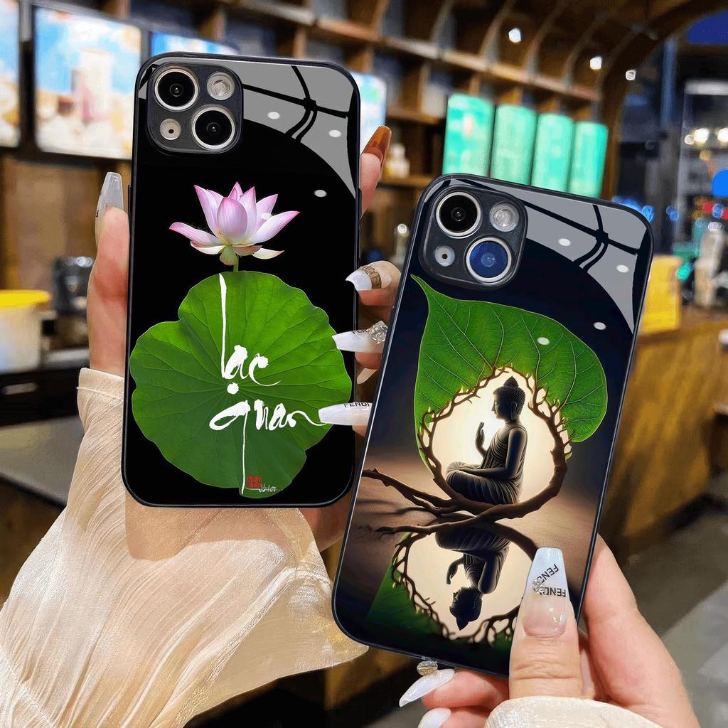 Optimistic Buddha ใบบัวแก้วสําหรับ iphone 17 16 Pro Max 15 14 13 12 11 16e 17 air x xs xr 8 7 6 PRO 
