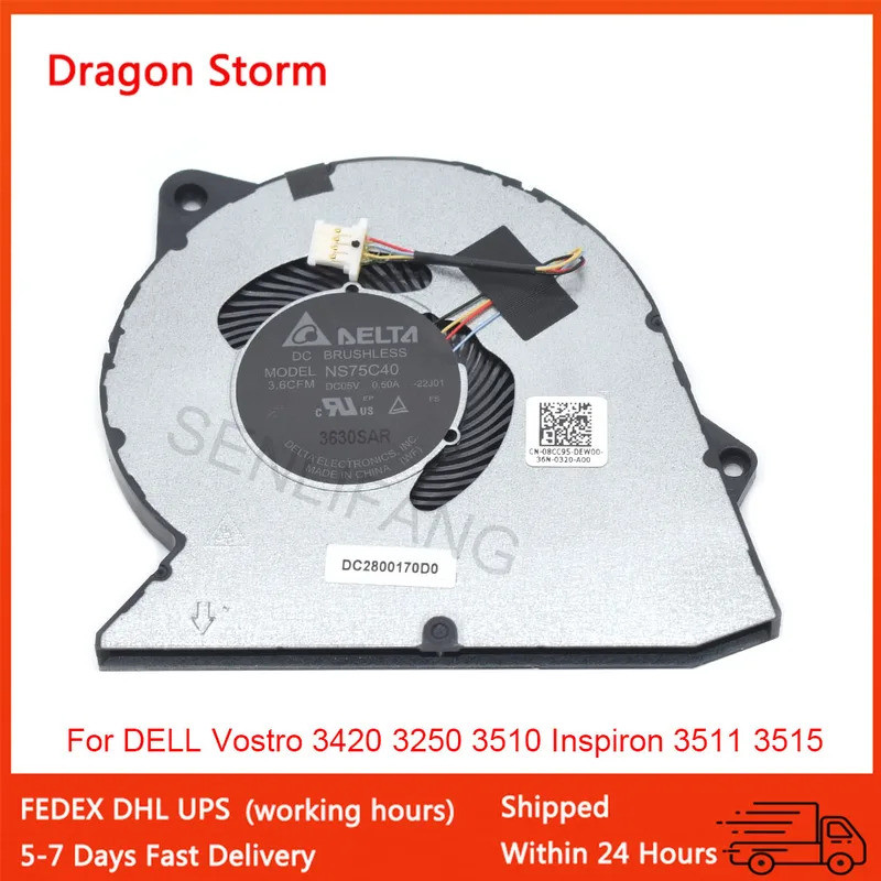 พัดลม CPU ใหม่สําหรับ DELL Vostro 3420 3250 3510 Inspiron 3511 3515 0RFF51 4Pin DC5V 0.5A NS75C40 0R