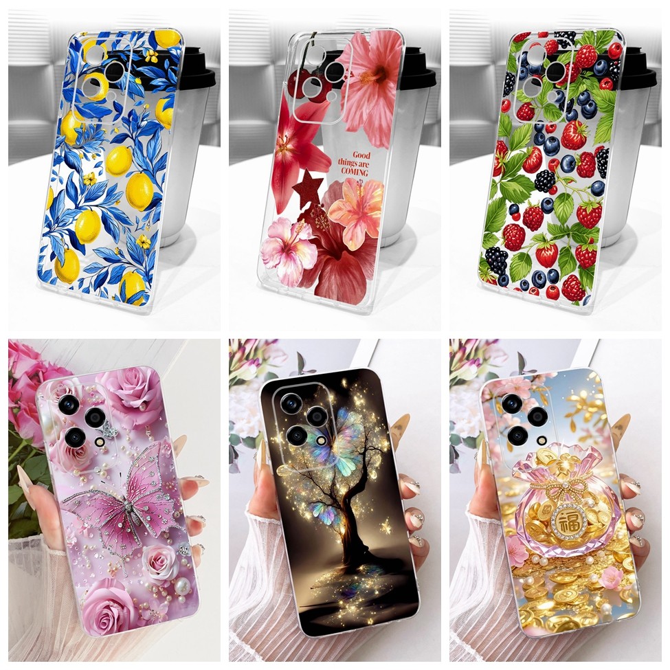 Clear Cover Honor 200 Lite 5G กรณี LLY-NX1 แมวน่ารักแฟชั่นผีเสื้อตลกทาสีปลอก Honor 200Lite 5G