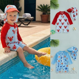 ชุดว่ายน้ำแขนยาวสำหรับเด็กวัยหัดเดินและทารก ลายกุ้งก้ามกรามพ…