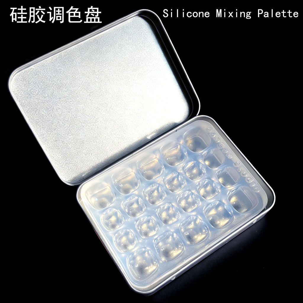 เครื่องมือทําเล็บ จานสีซิลิโคนแฮนด์เมดจานเค้กข้าวกล่องดีบุกพลิกกล่องดีบุกโลหะป้องกันฝุ่นป้องกันความดัน
