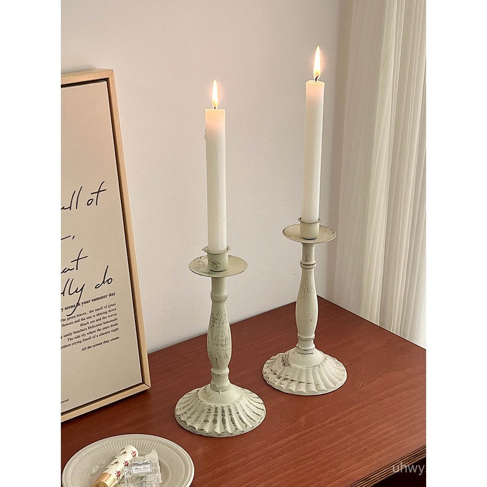 ตกแต่งเหล็กยิงอุปกรณ์ประกอบฉากย้อนยุคฝรั่งเศสทําอาหารค่ําเชิงเทียนศิลปะโต๊ะรับประทานอาหารยืนบรรยากาศ