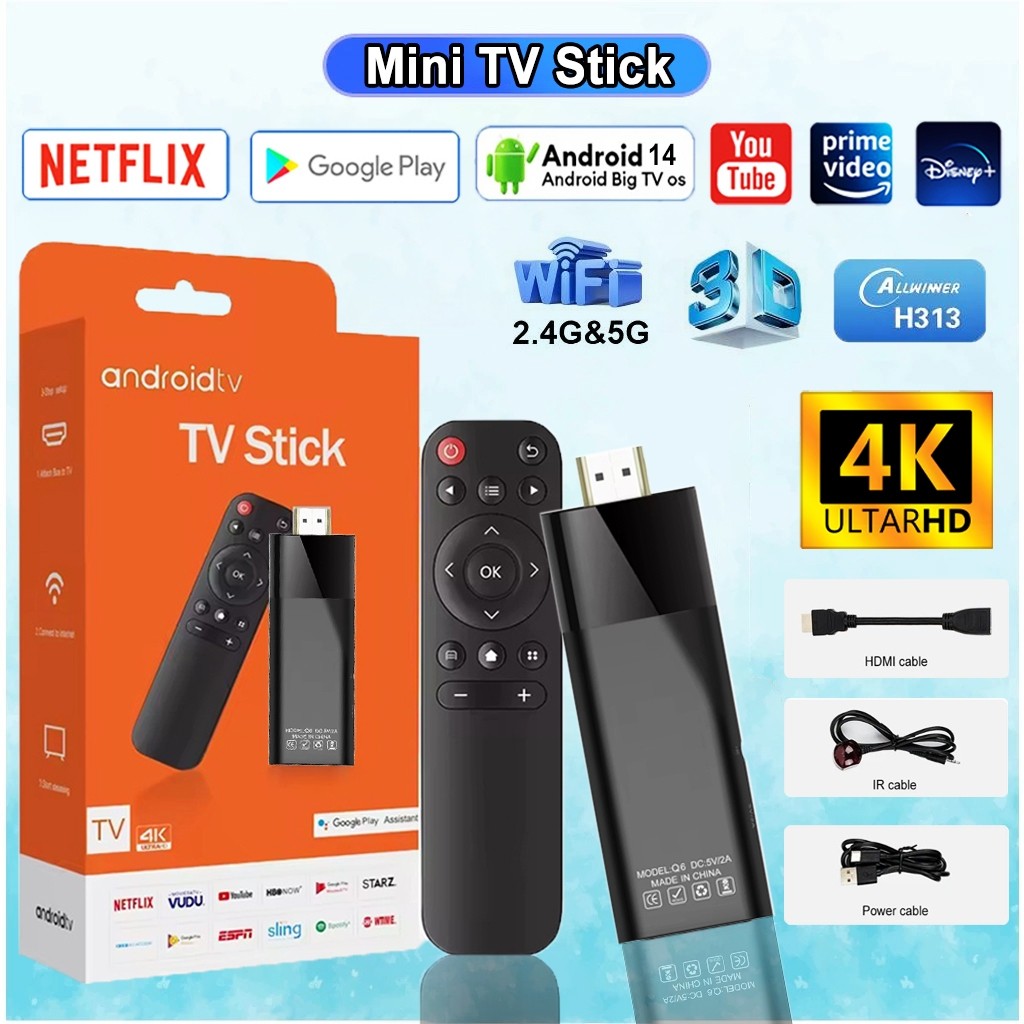 กล่องทีวีสมาร์ท 4K 8+128GB 5G WiFi TV Stick Android รองรับ Netflix YouTube Disney+ ความเร็วแรง สินค้าพร้อมส่งจากไทย