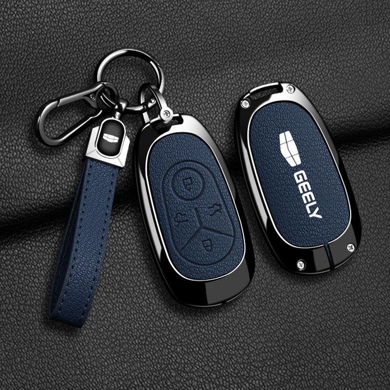 Geely EX2 Geome ฝาครอบกุญแจรถ Geely EX2 EV พวงกุญแจโลหะผสมสังกะสีหนังกุญแจรถสําหรับ Geely 2025-2026 Accesorios