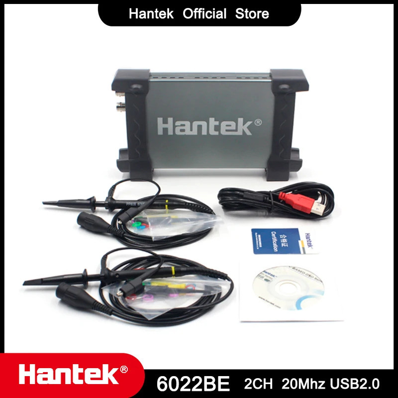 Hantek Official Shop 6022BE แบบพกพา USB Digital Storage Virtual Oscilloscope 2 CH 20Mhz 48msa/S แล็ป