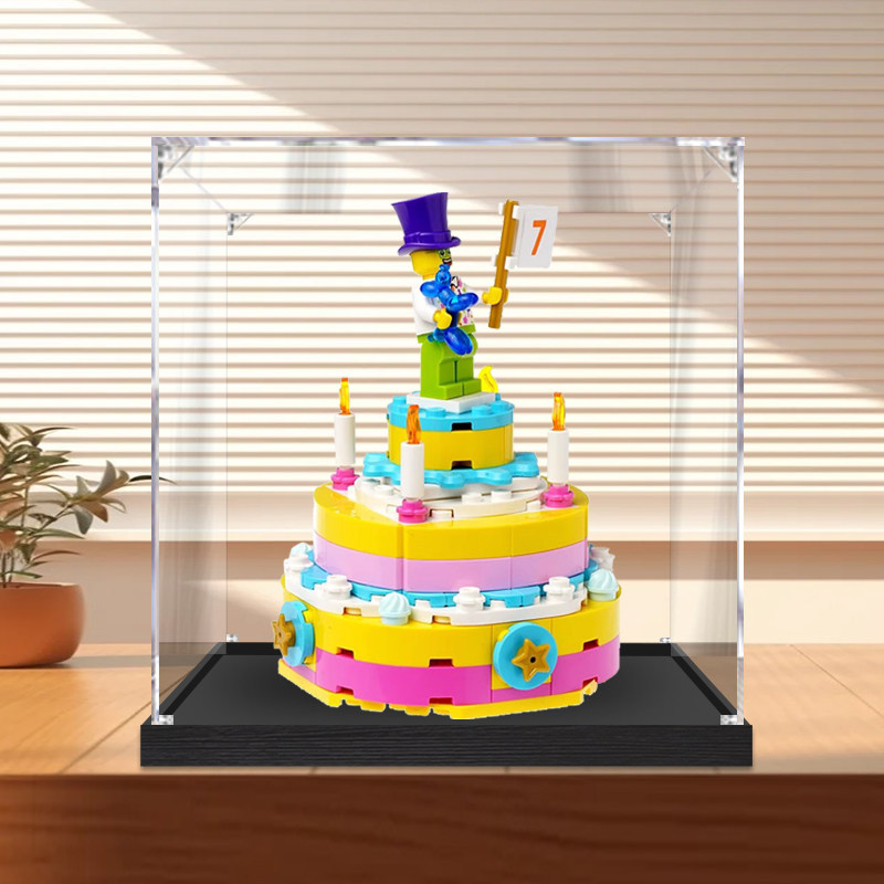 [กล่องแสดงโปร่งใส] เหมาะสําหรับเลโก้ 40382 เค้กวันเกิดกล่องแสดงอะคริลิฝาครอบแก้วใสป้องกันฝุ่นฝาครอบร
