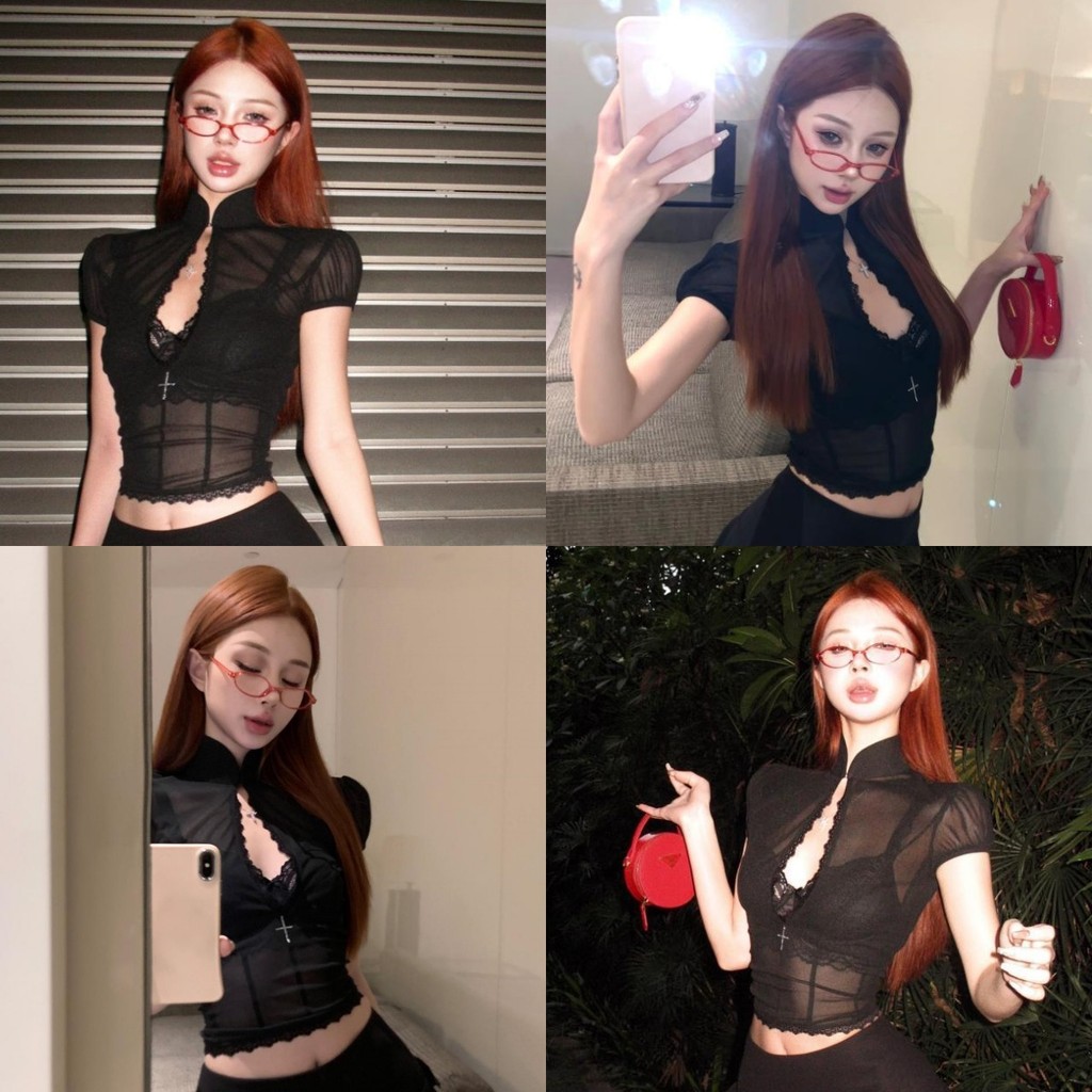 ⭐Soroh⭐เสื้อยืด แขนสั้น ผ้าซีทรู เซ็กซี่ สีพื้น เข้ารูป เสื้อครอป สไตล์เกาหลี ใส่สบาย แฟชั่น ผู้หญิง