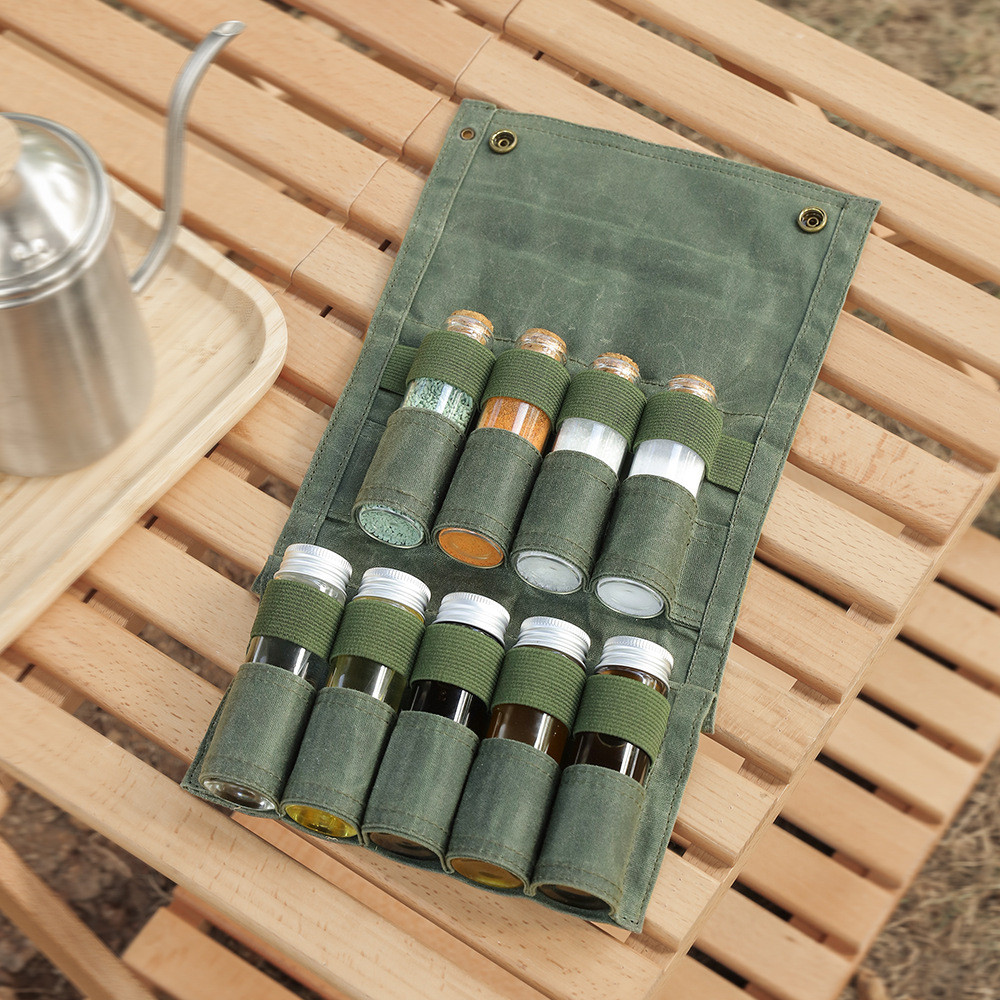 Outdoor Camping Seasoning Bottle Storage Bag Free9Glass Seasoning Bottle BBQ Seasoning Pack Waterpro