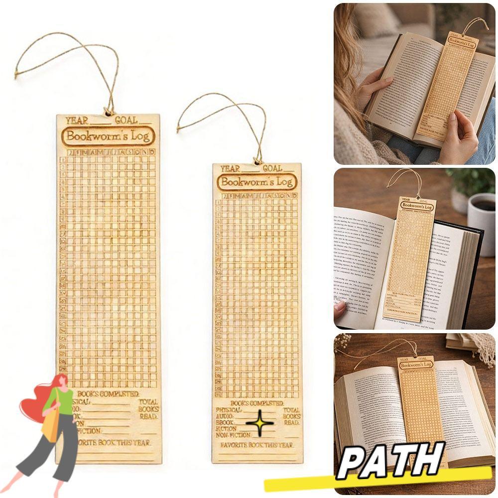 PATH Reading Habit Tracker บุ๊คมาร์ค, หนังสือไม้แบบพกพาอ่านเคาน์เตอร์, Multifunctional Reading Chall
