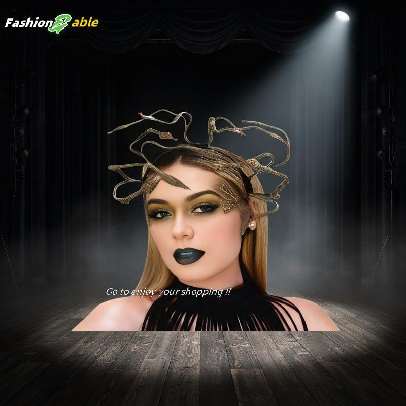 แฟชั่น.shop03 1 ชิ้นงูคอสเพลย์สําหรับเวทีและเครื่องแต่งกายฮาโลวีน Mardi Gras Party Props Headwear CA