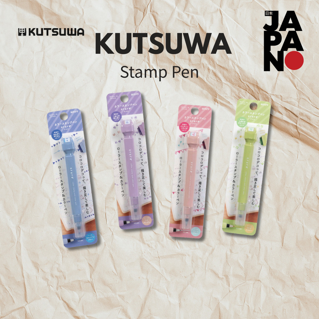 Kutsuwa Stamp Pen Kururo Light Grey Beige DE017GY, Latte Beige DE017BE, Olive Green DE017GR, Smoky B