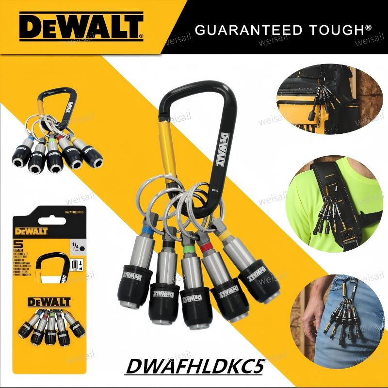 DEWALT DWAFHLDKC5 พวงกุญแจผู้ถือบิตชุด 1/4 "Hex Shank ล็อคพวงกุญแจสําหรับเจาะไขควง Bits