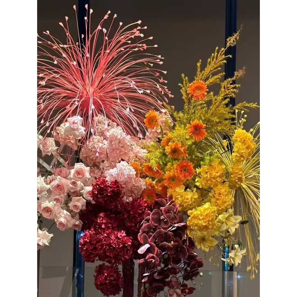 Spot Goods#New Artificial Peacock Grass Colorful Reed Grass Fake Flower Artificial Flower Wedding Ro