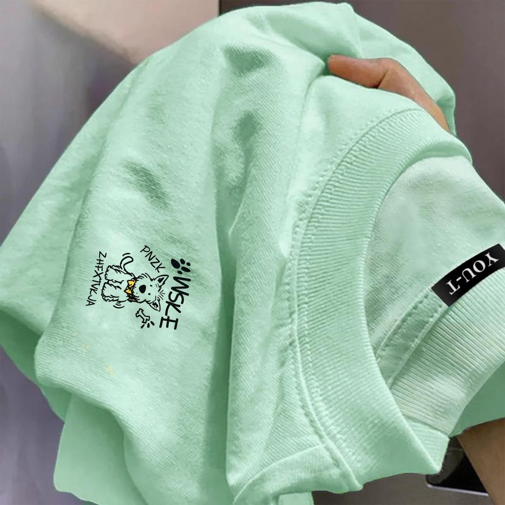 YOU-T🐆เสื้อแฟชั่น ใส่สบาย เสื้อยืดแขนสั้น ลาย เสื้อ