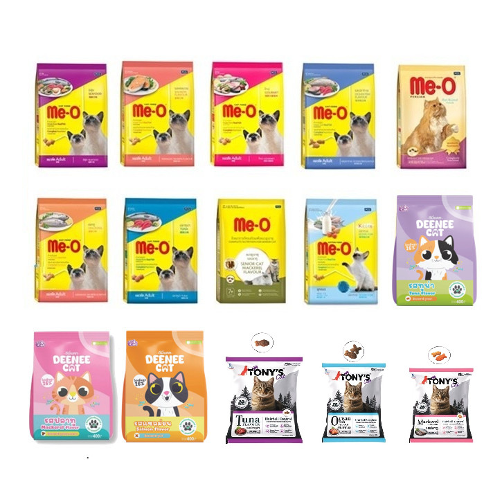 อาหารแมวเม็ด มีโอ (Me-O) / Tony's Cat อาหารแมว ชนิดเม็ด ถุงเล็ก ขนาด 400 - 450 กรัม