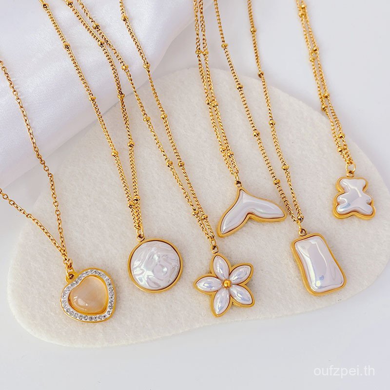 สร้อยคอเหล็กไทเทเนียม.Simple Love Bear แบบเกาหลี ออกแบบหรูหราและทันสมัย RYE5