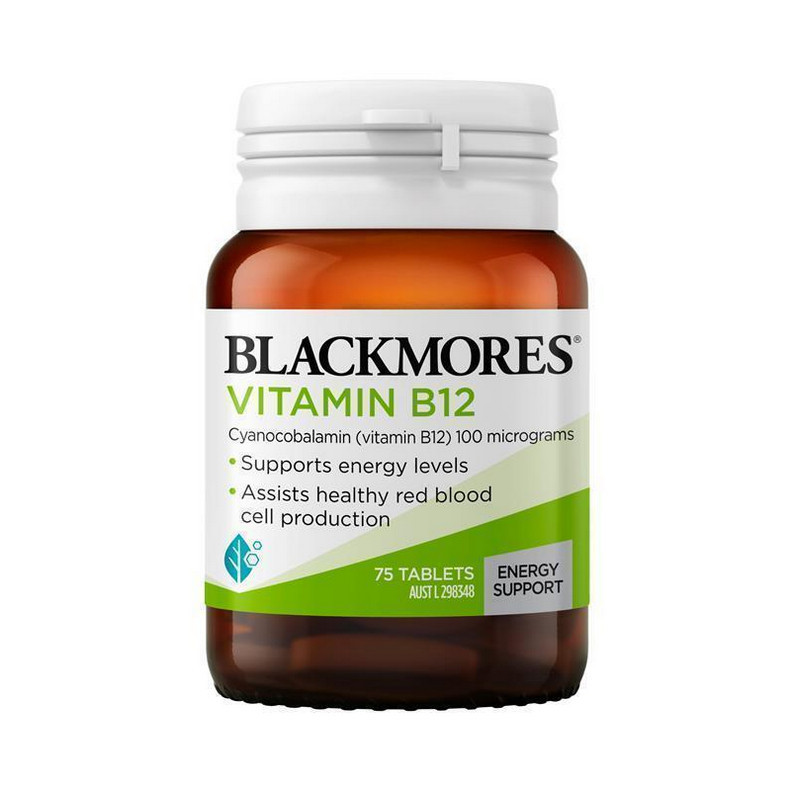 Blackmores B12 100MCG 75 Tablets วิตามินบี 12 บำรุงสมอง เสริมการทำงานของระบบประสาท