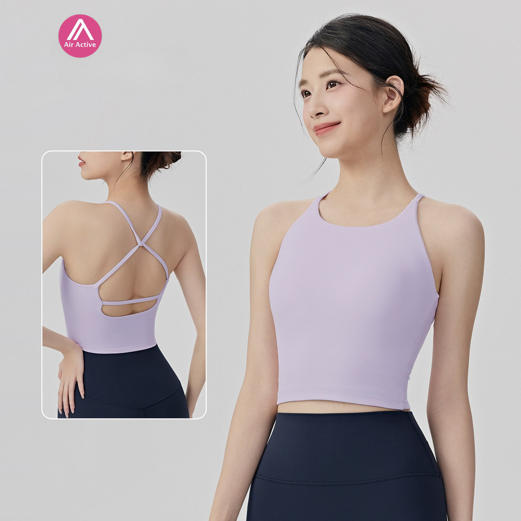 AirActive  ผู้หญิงโยคะชุดชั้นในกีฬาข้ามกลับ มีสายรัด แขนกุดออกกําลังกายออกกําลังกายด้านบนสําหรับพิลาทิสยิมวิ่ง