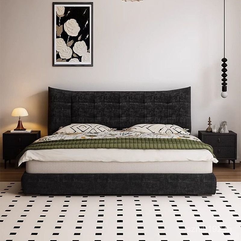 Chenille Huastor นุ่ม Jane Master เตียงหมีสีดําวัตถุทันสมัยมากหลังใหญ่เตียงคู่เตียงใหม่ผ้าหรูหรางานแ