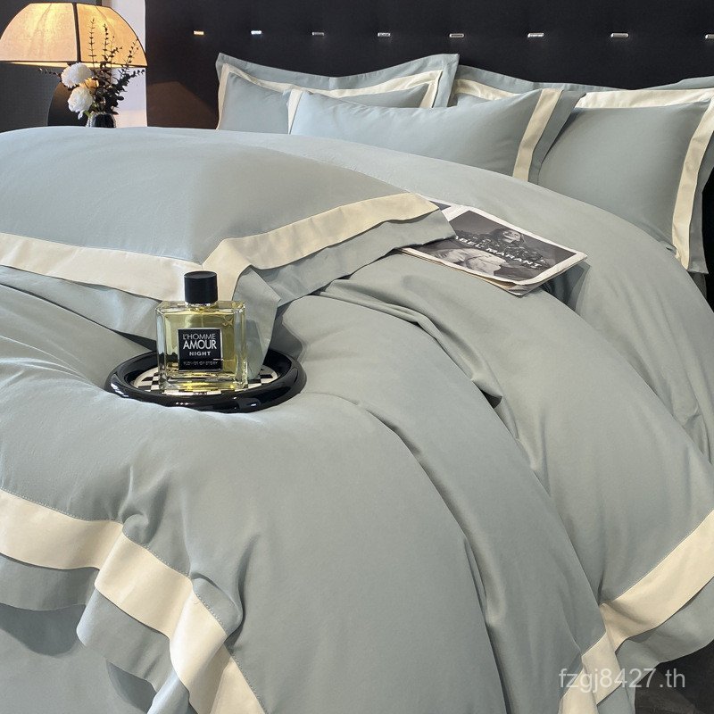 All-Star Hotel สไตล์ 50s ผ้าฝ้ายผ้าปูที่นอนผ้านวมแม่เด็กผ้าฝ้ายเกรดบดหรูหราชุดสี่ชิ้น Maoqi QIM9