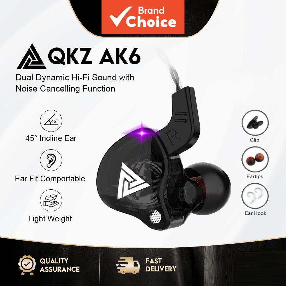หูฟังกีฬา QKZ AK6-X หูฟังแบบไดนามิกคุณภาพสูง น้ําหนักเบา หูฟังพร้อมไมโครโฟน เวอร์ชันอัปเกรด เบสหนัก 