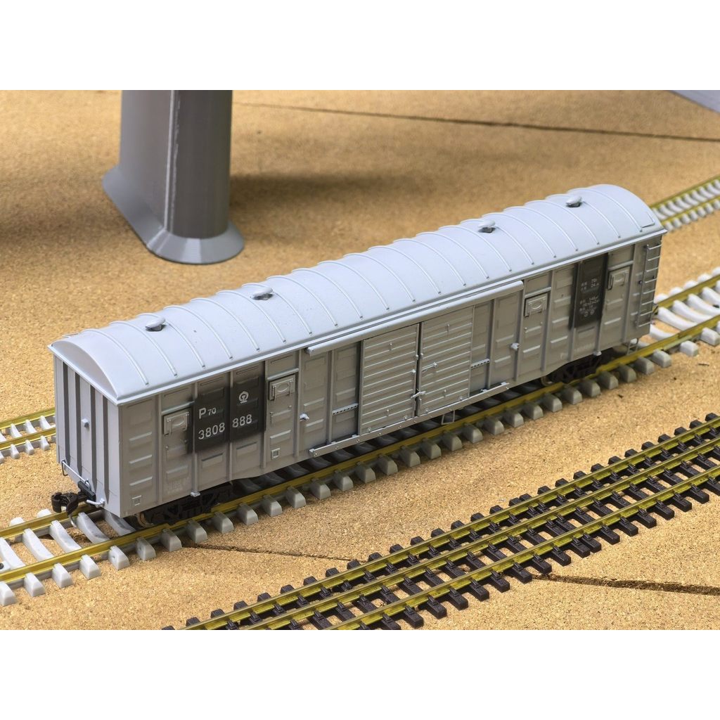 HCMX P70 ประเภทนั่งร้านรถรุ่น 3808 888 HO Scale วัสดุพลาสติกประตูเปิดและปิดเหล็กสีเทาเคลือบส่วนเดียว