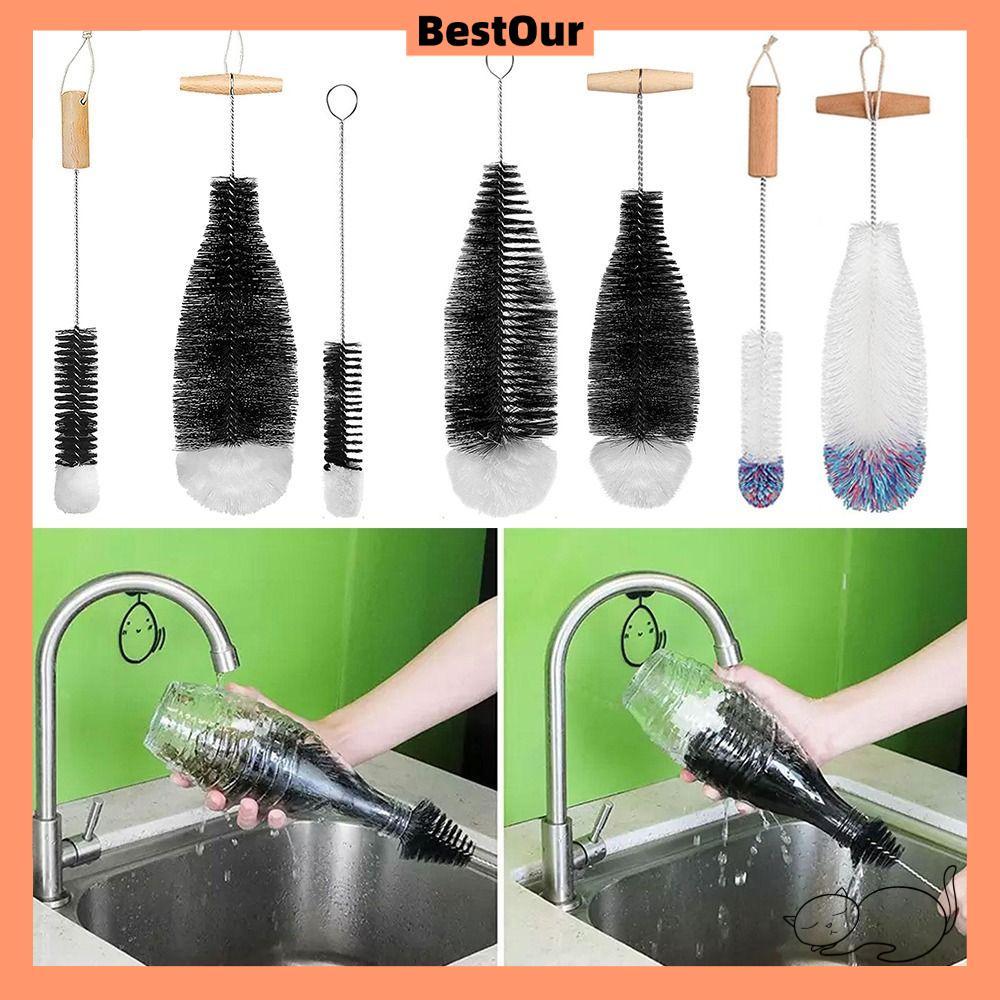 BESTOUR Soda Stream แปรงขวด, เครื่องมือทําความสะอาดห้องครัวเครื่องดื่ม Wineglass ขวดถ้วยแก้ว Jars ทํ