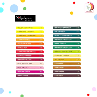 Silpakorn Pradit (ศิลปากรประดิษฐ์) สีน้ำมัน Oil Colors ขนาด 38 ml. เนื้อข้น เม็ดสีละเอียด (1 หลอด)