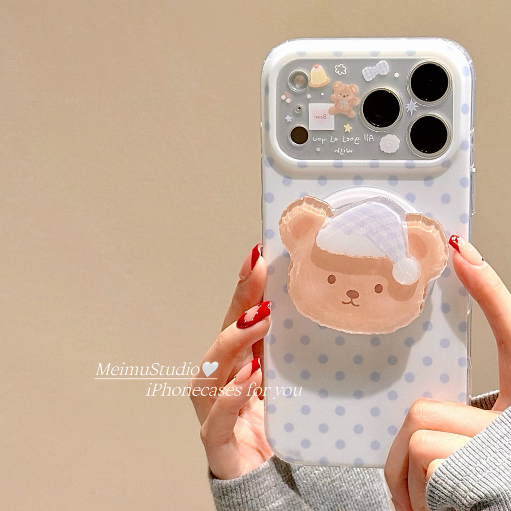 Ins Simple Polka Dot Bear Bracket Samsung s25fe เคสโทรศัพท์ s25 s23ultra Bracket s21+/ s24/a55/a15 Creative Shock-proof a16/a56/a33 Hard Case a05s/a34 รวมทุกอย่าง a53 ราคา ถูกที่สุด ดีลบีเคเค แกลเลอรีภาพที่ 8