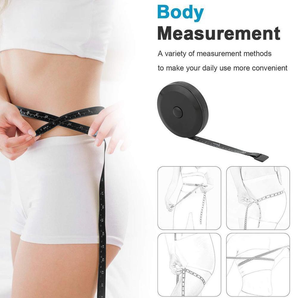 Self Retracting พลาสติกไม้บรรทัดนุ่มสีดําเสื้อผ้าวัด Gadget ม้วนไม้บรรทัดวัด V2o0