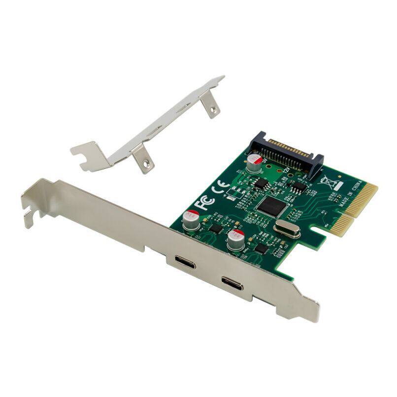 PCI-E X4 ASM1142 การ์ดขยายพอร์ตคู่ในตัว TYPE C USB 3.1 ความเร็วสูงพิเศษ 10G Transmission