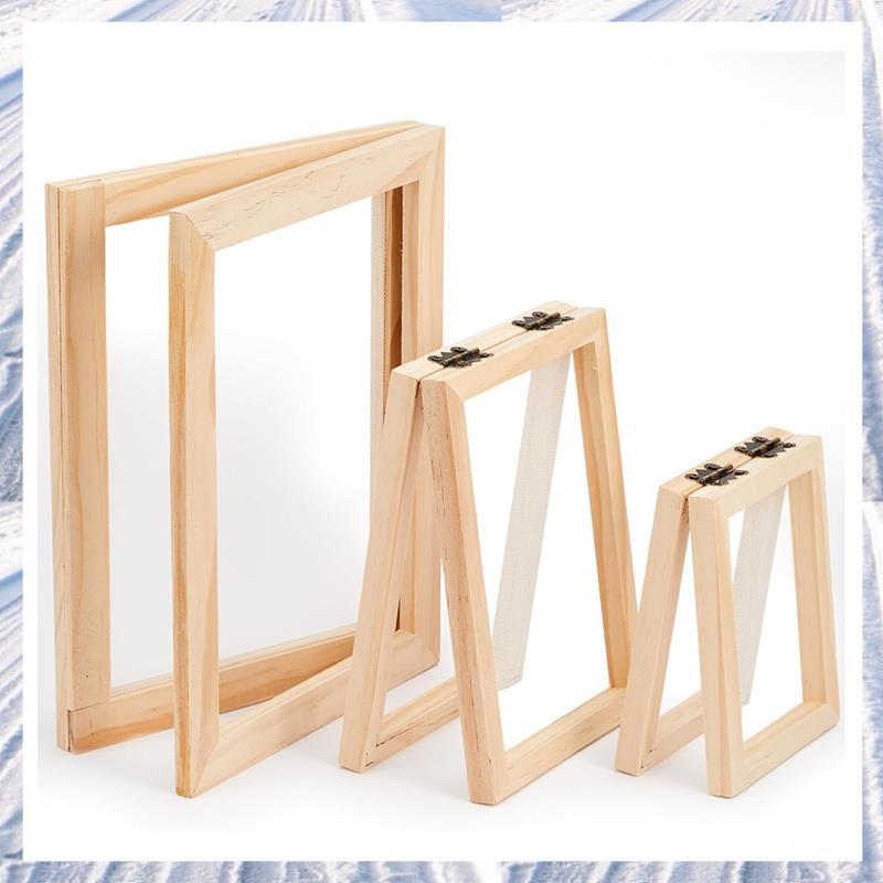 3 ชิ้นกระดาษทํากระดาษไม้ทํา Mould Papermaking Screen Kit 3 ขนาดกรอบสําหรับ DIY (A7, A6, A5)