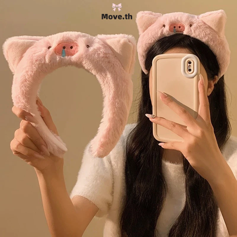 ในไทย-พร้อมส่ง✨2026ใหม่น่ารักหมูสีชมพูการ์ตูนตุ๊กตาคาดศีรษะผมวงเครื่องประดับผม เครื่องประดับผมแฟชั่น