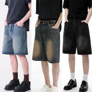 Yoka ( S-3XL )  กางเกงยีนส์ขาสั้น ทรงหลวม กางเกงขาสั้นผู้ชาย…