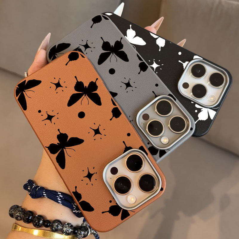 ปลอกสําหรับ Tecno Spark Slim KM7k กรณี Techno Pova Slim KM9 แนวโน้มสีดํา Matte หนังเนื้อผีเสื้อเคสโท