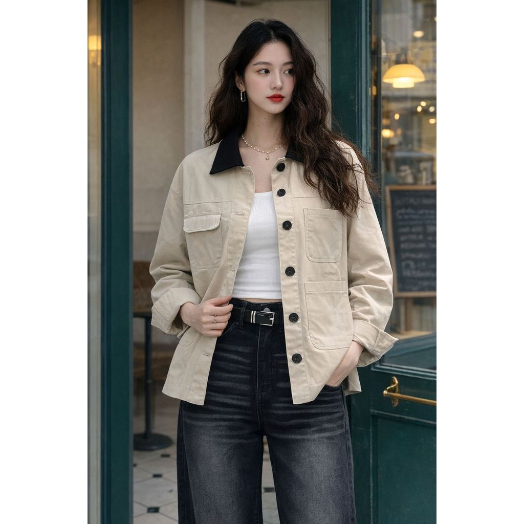 MC-LB BLACK COLLAR SOFTJEANS JACKET261009