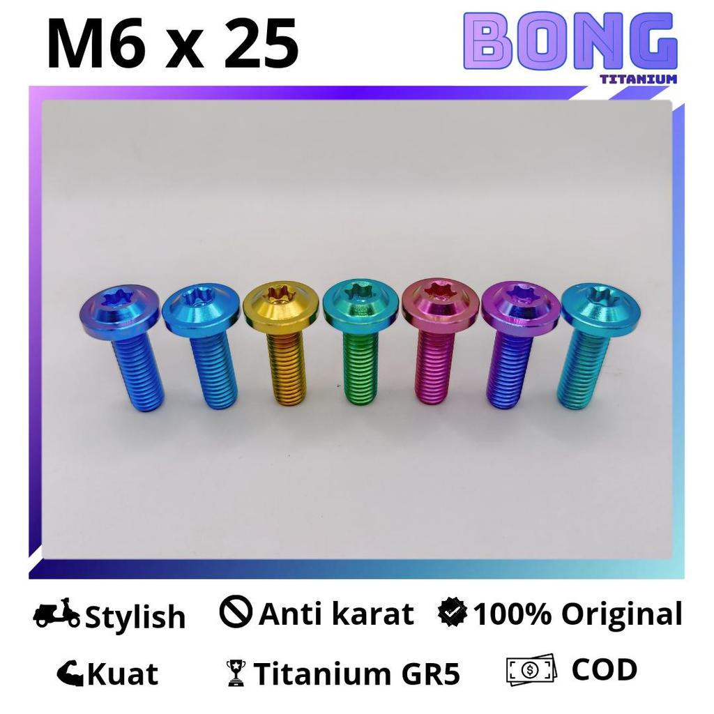 Titanium Bolt M6 ร่มหัวใหญ่ M6x25 ด้าย 10 ยาว 2.5 ซม.Original GR5 Titanium Bolt