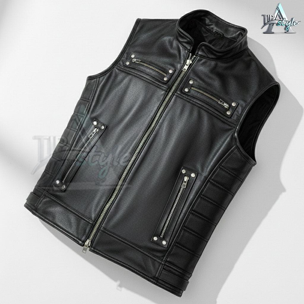 Original Atip Style Product Cool Semi-Leather Vest เสื้อกั๊กหนังผู้ชายและผู้หญิงสบาย Cool คุณภาพระดั
