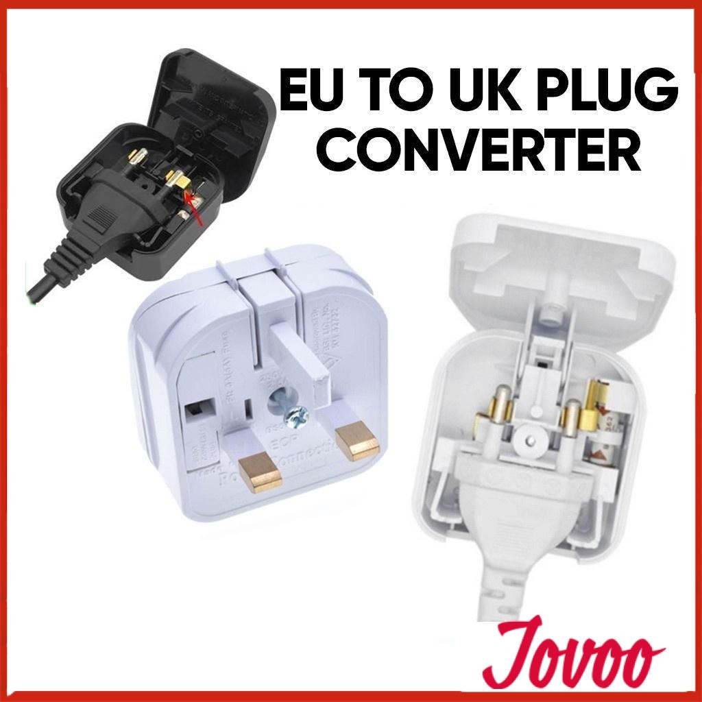 EU To UK Power Converter Travel ซ็อกเก็ต FUSED EURO 2 ขาปลั๊ก UK 3 ขาปลั๊ก Top Adaptor Converter EU 