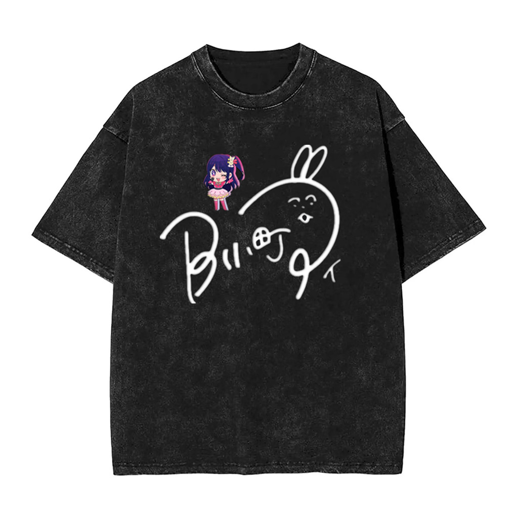 Anime OSHI NO KO graphic 100% Heavyweight cotton Washed short-SLEEVE เสื้อยืด