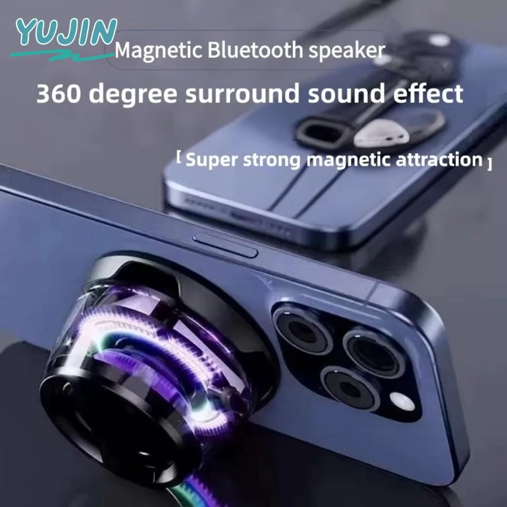 YUJIN Mini Sound Box, G200 Magnetic Bluetooth Speaker, Portable BT5.3 ABS Lighting Phone Holder For 