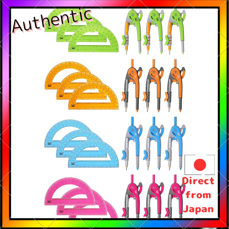 Mr. Pen- compass and protractor set, 12 sets, colorful, mathematical compass for geometry and drawin
