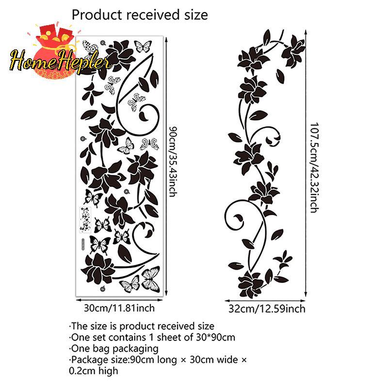 HomeHepler Floral Iris Vine Mirror Glass Stier ตกแต่งบ้านห้องน้ํา Self-กาว Wall Stier ใหม่