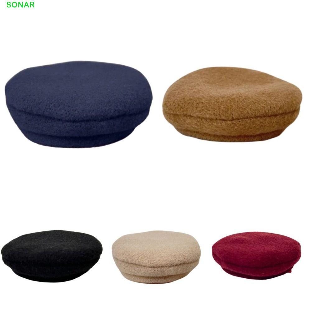 SONAR 1/12 BJD ตุ๊กตา Beret หมวก,เปลี่ยนเสื้อผ้า Handmade BJD ตุ๊กตาหมวกทําด้วยผ้าขนสัตว์, คอสเพลย์เ