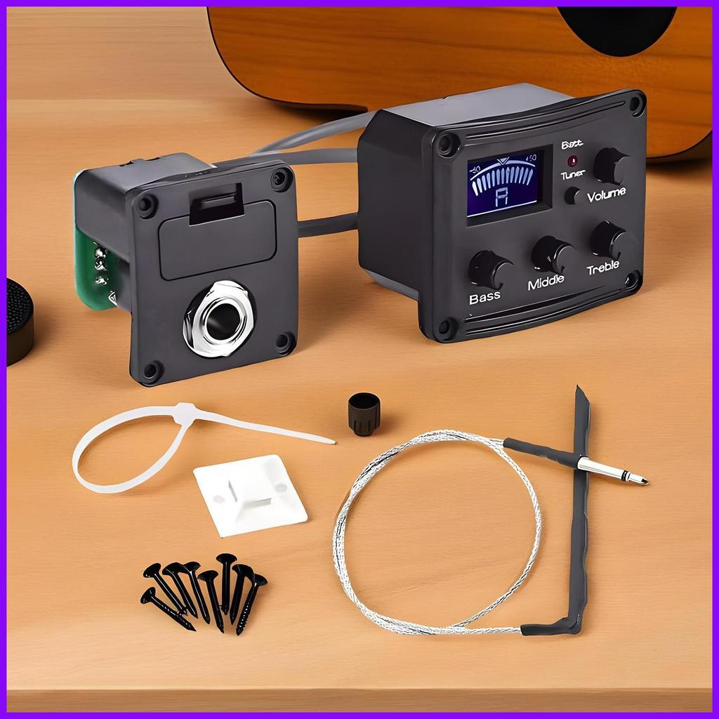 Ukulele Pickup 3-Band Tuner Preamp Amplifier หน้าจอ Lcd Ukulele Preamp Amplifier สําหรับอะคูสติกไฟฟ้