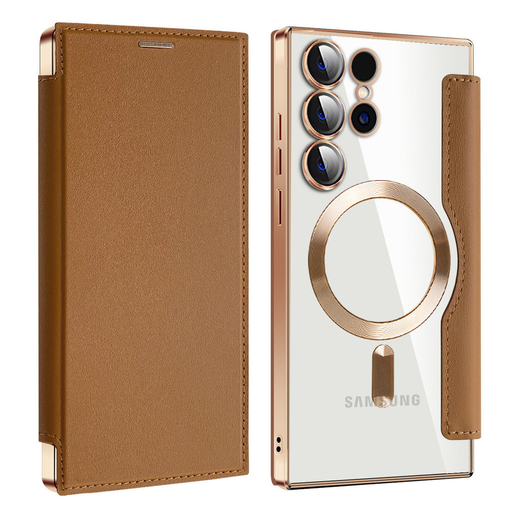 สําหรับ Samsung Galaxy S26Ultra Case Electroplated Magnetic Flip ฝาครอบหนังกันกระแทก