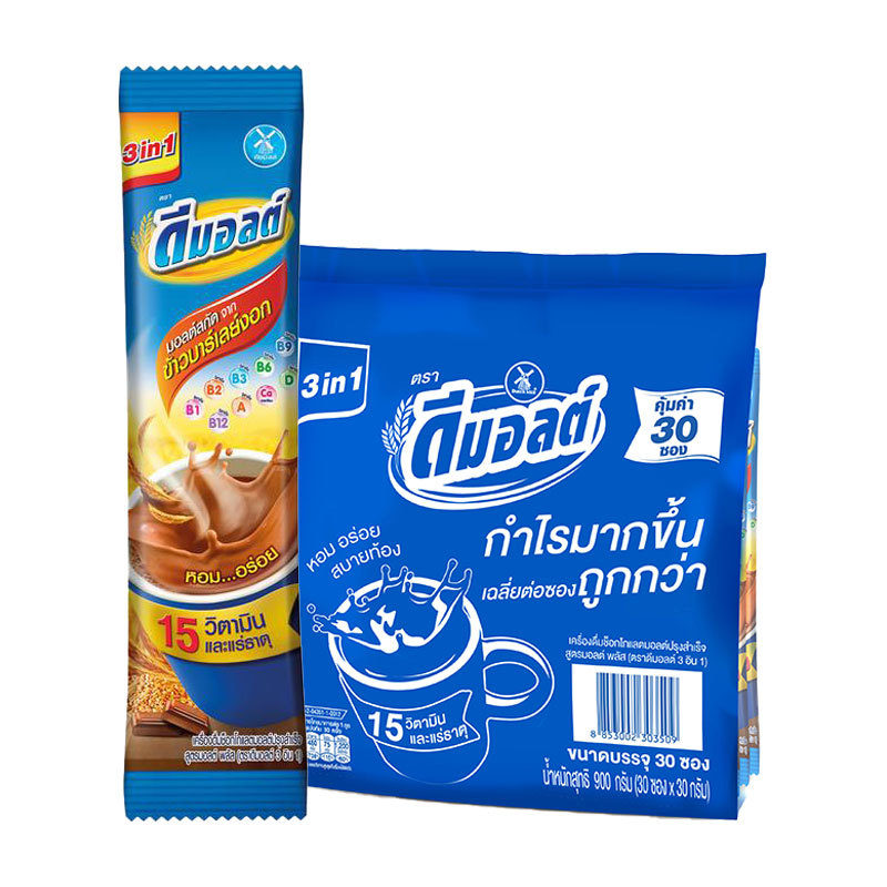 ดีมอลต์ (DMALT) 3อิน1 เครื่องดื่มมอลต์สกัดรสช็อกโกแลต วิตามินสูง อร่อยเข้มข้น 30ก.x30ซอง (DMALT 3in1