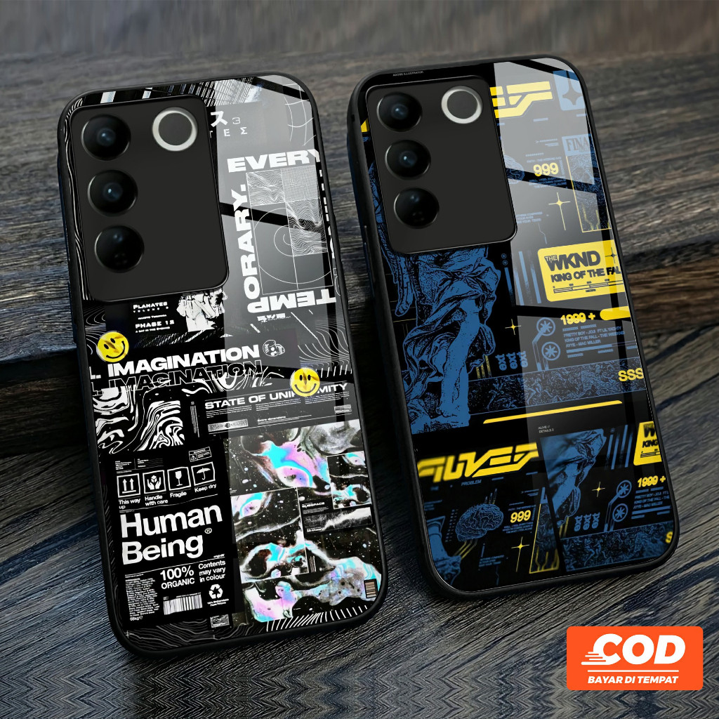 G195 Softcase Kaca Glass Case V29 V27 V27E Y27 Y78 Y22 Y17S Y36 Y35 Y16 T1 5G T1 PRO 5G Y75 Y15S Y01