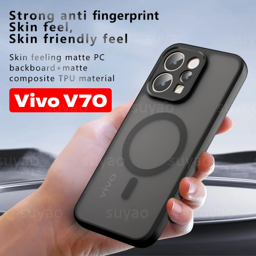 สําหรับ Vivo V70 2026 แม่เหล็กโปร่งแสง Matte เคสโทรศัพท์ Anti-knock PC TPU ปลอกเต็ม VivoV70 Lite VivoV70Lite กันกระแทกปกหลัง