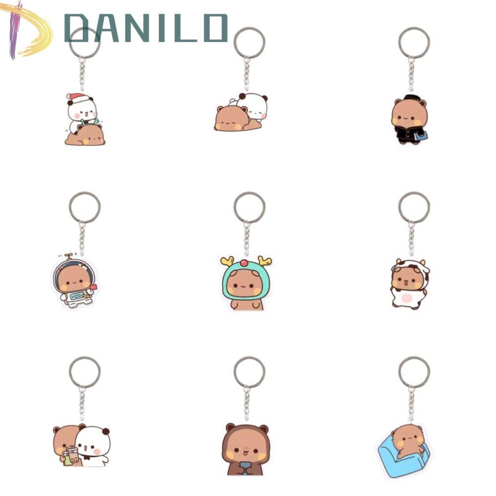 DANILO พวงกุญแจคู่สุดน่ารัก, สัตว์อะคริลิค Bubu Dudu Panda Bear พวงกุญแจ, Charm พวงกุญแจการ์ตูน Kawa